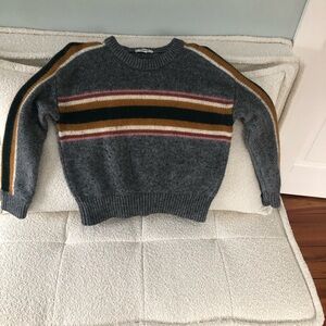 EUC Madewell Gray Multicolor Striped Crewneck Sweater - Warm! :-)